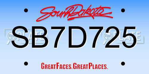 SB7D725 South Dakota License Plate