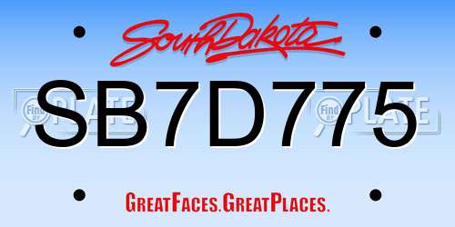 SB7D775 South Dakota License Plate