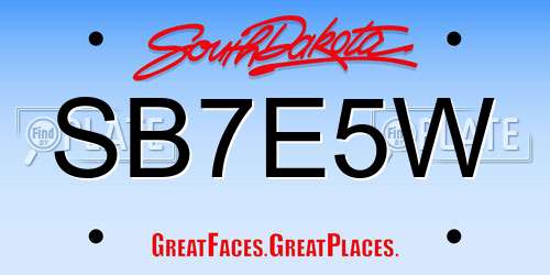 SB7E5W South Dakota License Plate