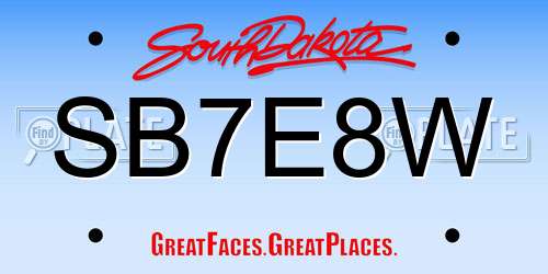 SB7E8W South Dakota License Plate