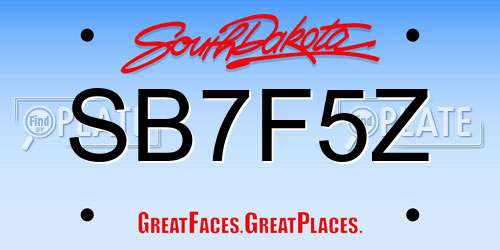 SB7F5Z South Dakota License Plate