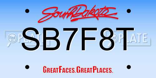 SB7F8T South Dakota License Plate