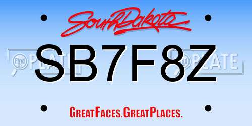 SB7F8Z South Dakota License Plate