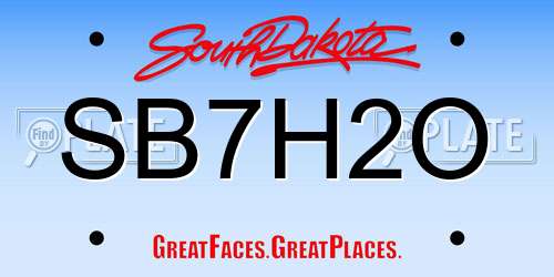 SB7H2O South Dakota License Plate
