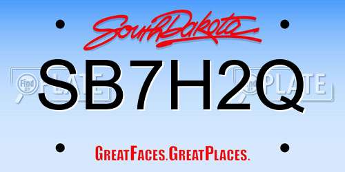 SB7H2Q South Dakota License Plate