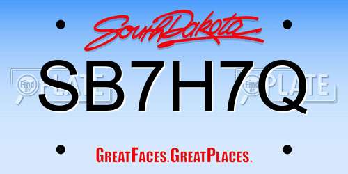 SB7H7Q South Dakota License Plate