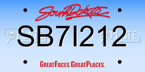 SB7I212 South Dakota License Plate