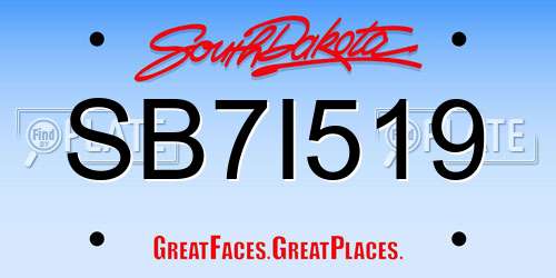 SB7I519 South Dakota License Plate