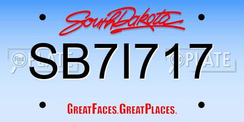 SB7I717 South Dakota License Plate