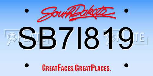 SB7I819 South Dakota License Plate