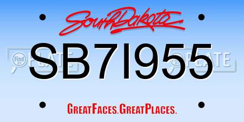 SB7I955 South Dakota License Plate