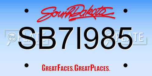 SB7I985 South Dakota License Plate