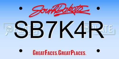 SB7K4R South Dakota License Plate