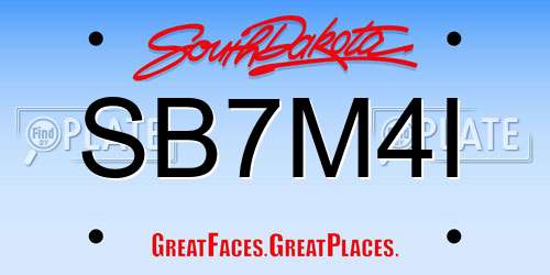 SB7M4I South Dakota License Plate