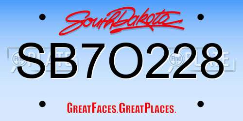 SB7O228 South Dakota License Plate