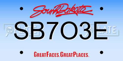 SB7O3E South Dakota License Plate