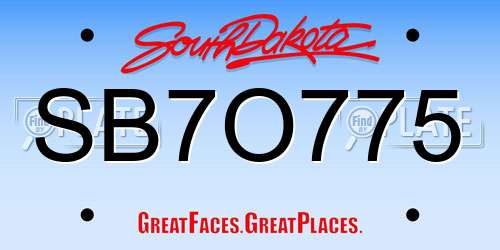 SB7O775 South Dakota License Plate