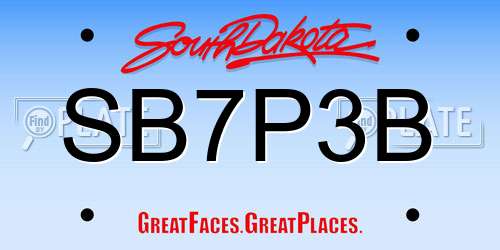 SB7P3B South Dakota License Plate