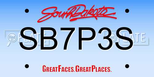 SB7P3S South Dakota License Plate