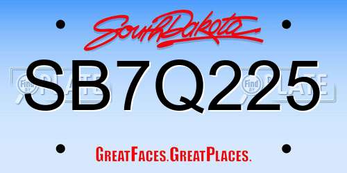 SB7Q225 South Dakota License Plate