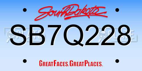 SB7Q228 South Dakota License Plate