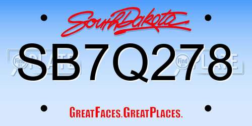 SB7Q278 South Dakota License Plate