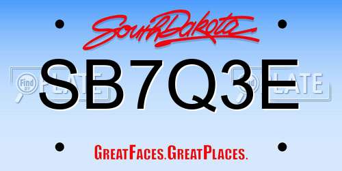 SB7Q3E South Dakota License Plate