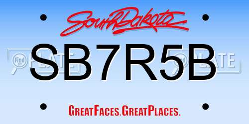 SB7R5B South Dakota License Plate