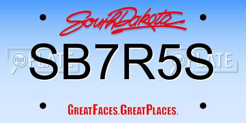 SB7R5S South Dakota License Plate