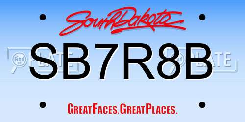 SB7R8B South Dakota License Plate