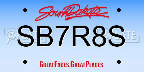 SB7R8S South Dakota License Plate