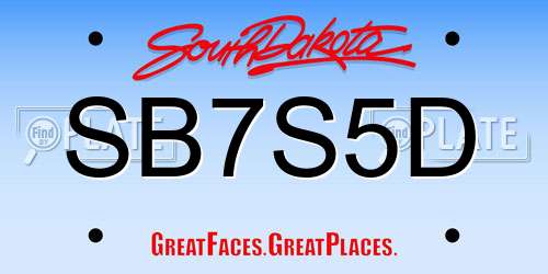 SB7S5D South Dakota License Plate