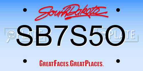 SB7S5O South Dakota License Plate