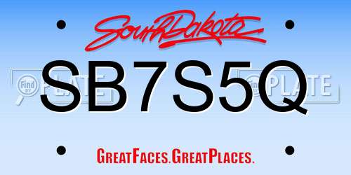 SB7S5Q South Dakota License Plate