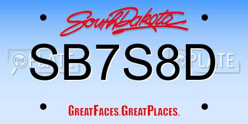 SB7S8D South Dakota License Plate