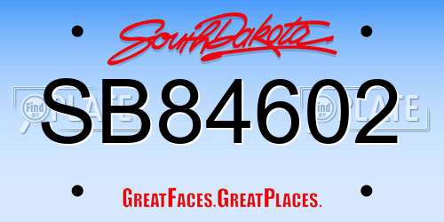 SB84602 South Dakota License Plate