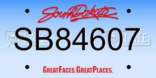 SB84607 South Dakota License Plate