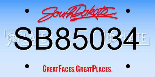 SB85034 South Dakota License Plate