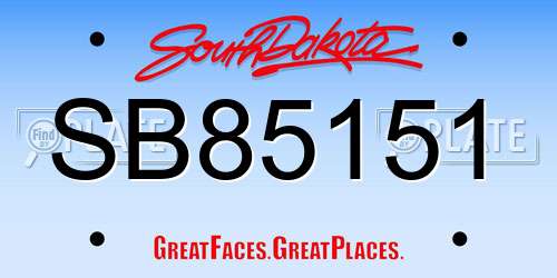 SB85151 South Dakota License Plate