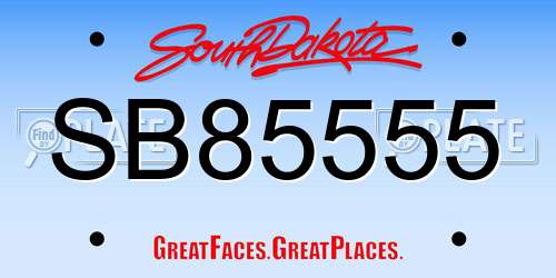 SB85555 South Dakota License Plate