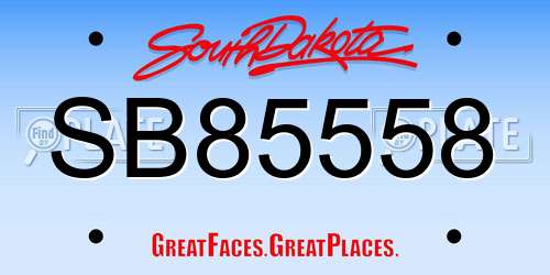 SB85558 South Dakota License Plate