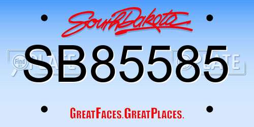 SB85585 South Dakota License Plate