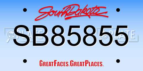 SB85855 South Dakota License Plate