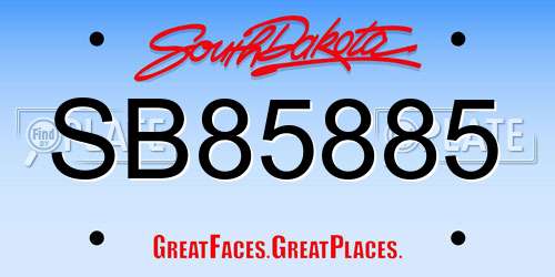 SB85885 South Dakota License Plate