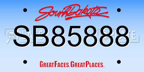 SB85888 South Dakota License Plate