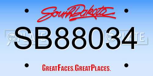 SB88034 South Dakota License Plate