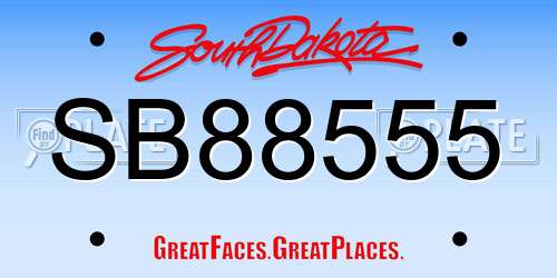 SB88555 South Dakota License Plate