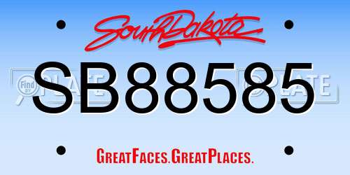 SB88585 South Dakota License Plate