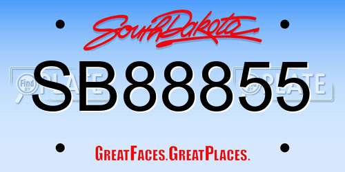 SB88855 South Dakota License Plate