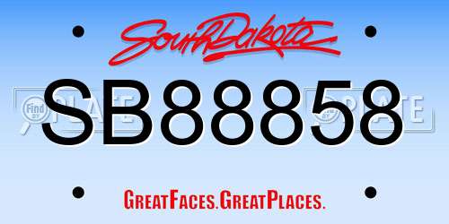 SB88858 South Dakota License Plate